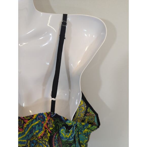 Cute Options Green Paisley Babydoll Cami V-Neck XL NWT Coastal Bohemian - Picture 6 of 9